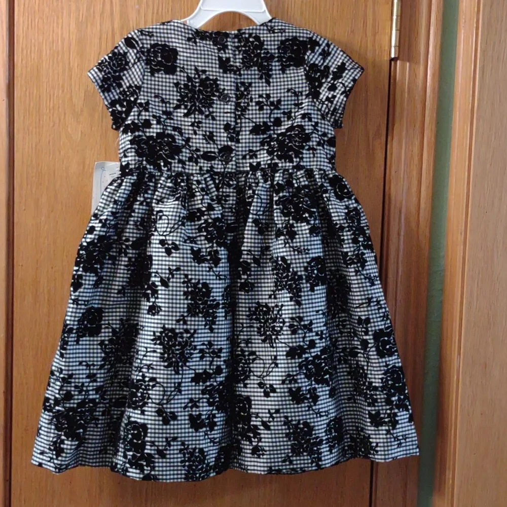 Marmellata Girls 4T fancy dress Gingham checked floral black red bow